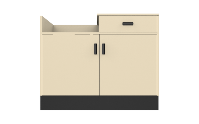 Deluxe Sales Counter w/ Register Bay & Slatwall