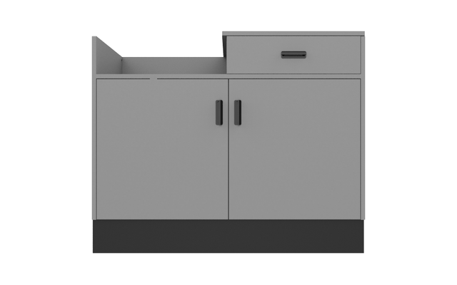 Deluxe Sales Counter w/ Register Bay & Slatwall