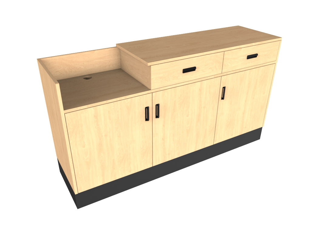 Deluxe Sales Counter w/ Register Bay & Slatwall