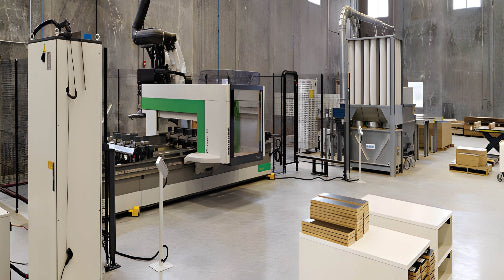 Factory floor with industrial machinery and equipment