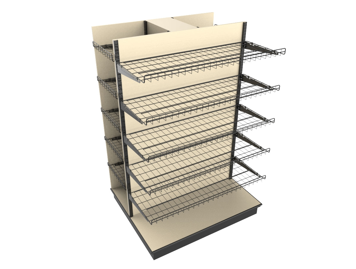 3 Sided End Cap w/Wire Shelves