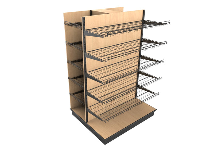 3 Sided End Cap w/Wire Shelves