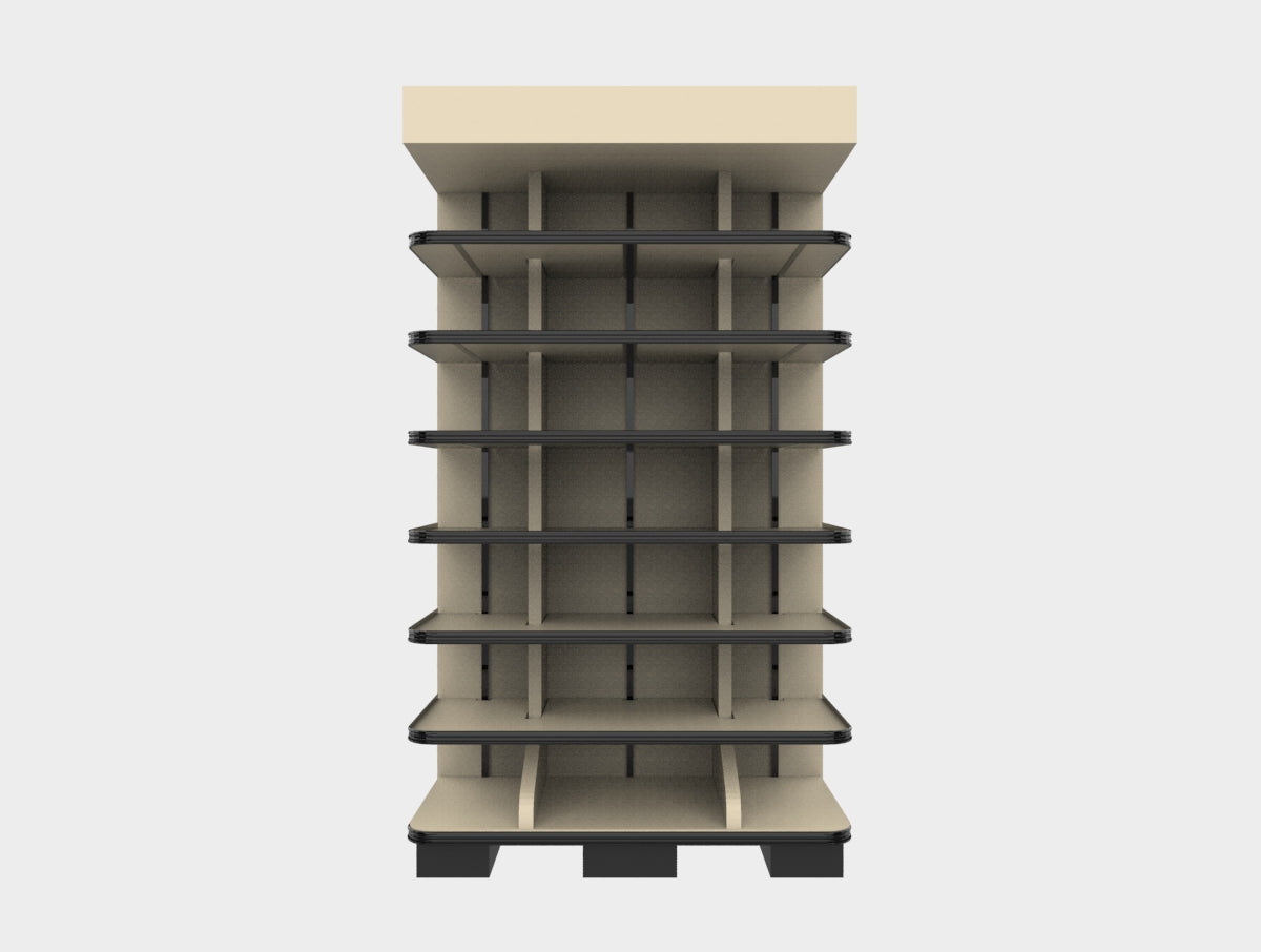 3 Sided End Cap w/Wood Shelves