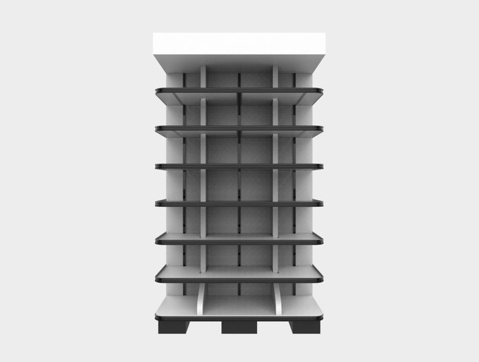 3 Sided End Cap w/Wood Shelves