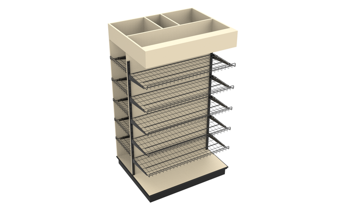 3 Sided End Cap w/Wire Shelves & Canopy