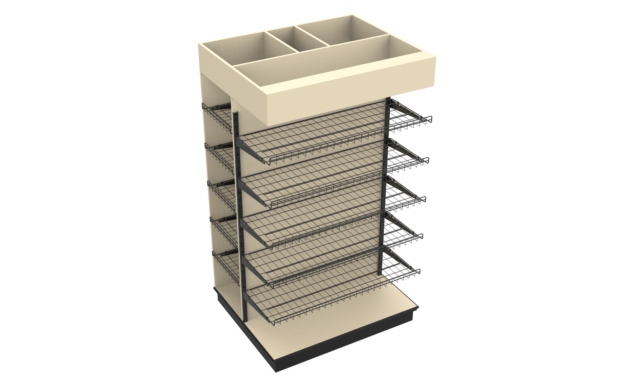 3 Sided End Cap w/Wire Shelves & Canopy