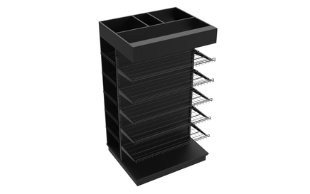 3 Sided End Cap w/Wire Shelves & Canopy