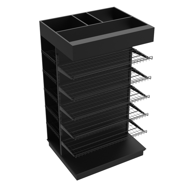 3 Sided End Cap w/Wire Shelves & Canopy