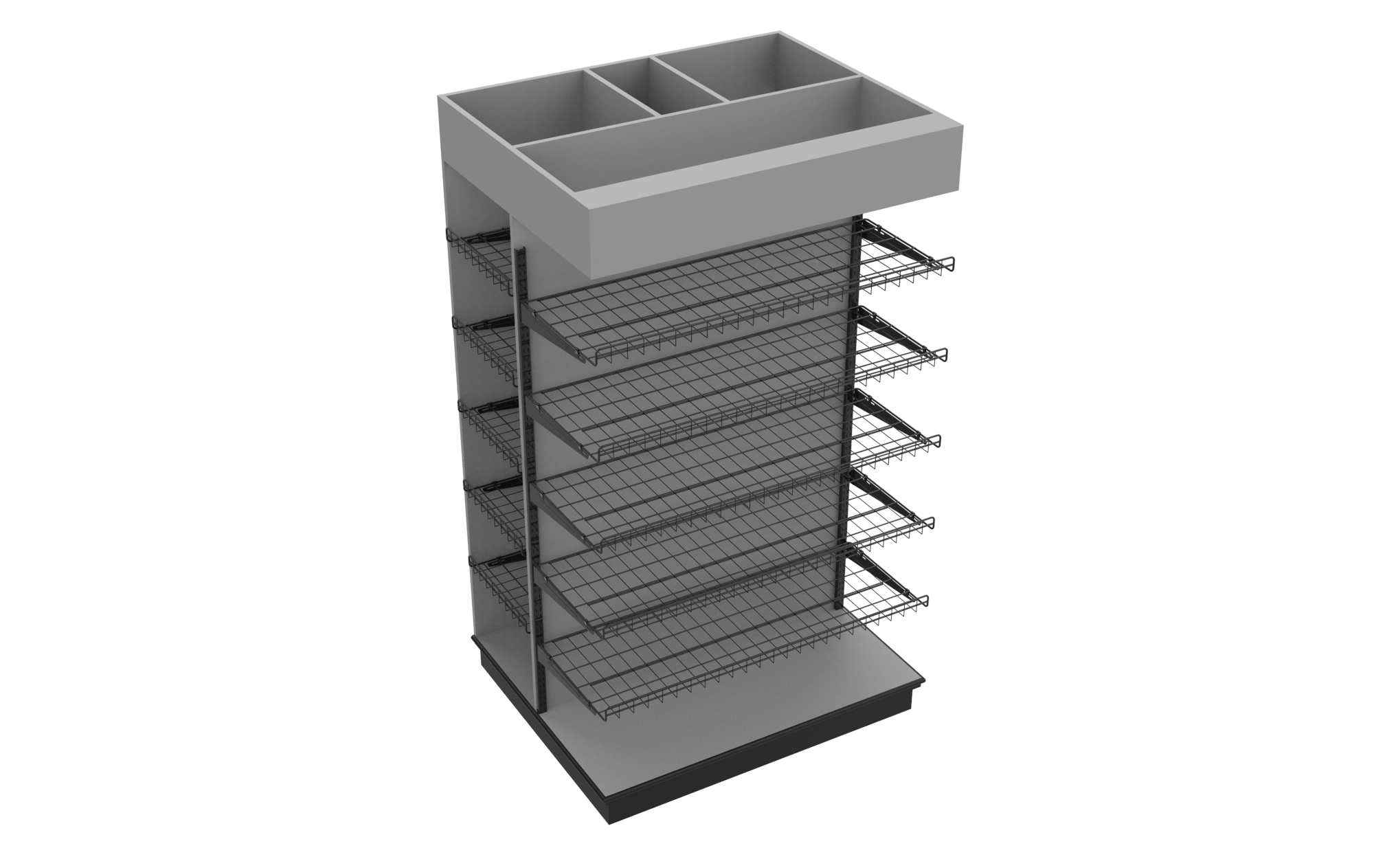 3 Sided End Cap w/Wire Shelves & Canopy