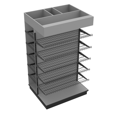 3 Sided End Cap w/Wire Shelves & Canopy