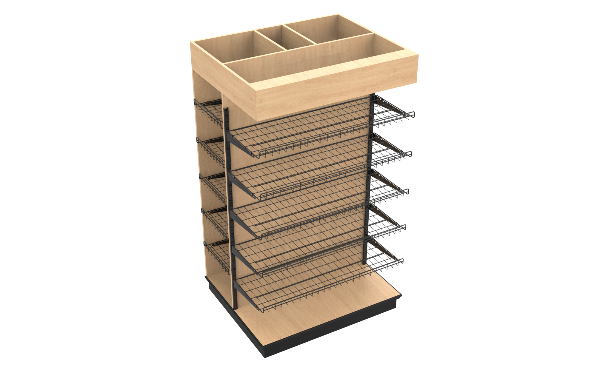 3 Sided End Cap w/Wire Shelves & Canopy