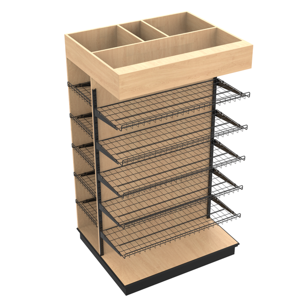 3 Sided End Cap w/Wire Shelves & Canopy