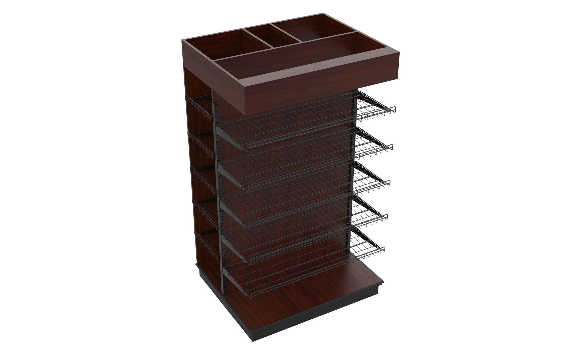 3 Sided End Cap w/Wire Shelves & Canopy