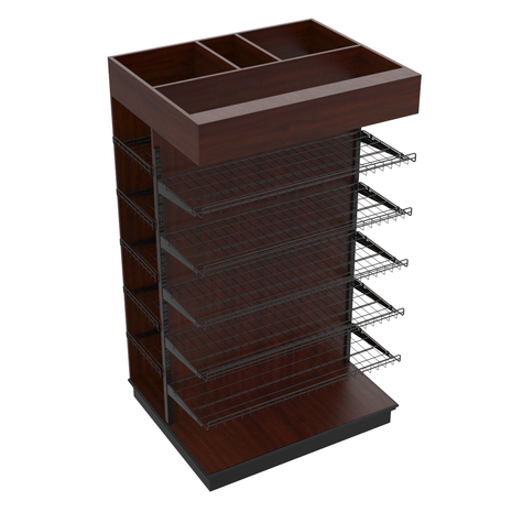 3 Sided End Cap w/Wire Shelves & Canopy