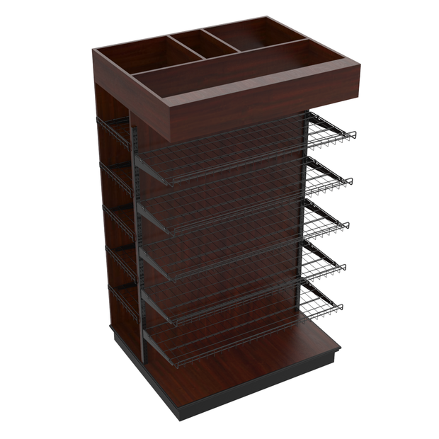 3 Sided End Cap w/Wire Shelves & Canopy