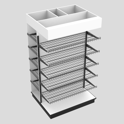 3 Sided End Cap w/Wire Shelves & Canopy