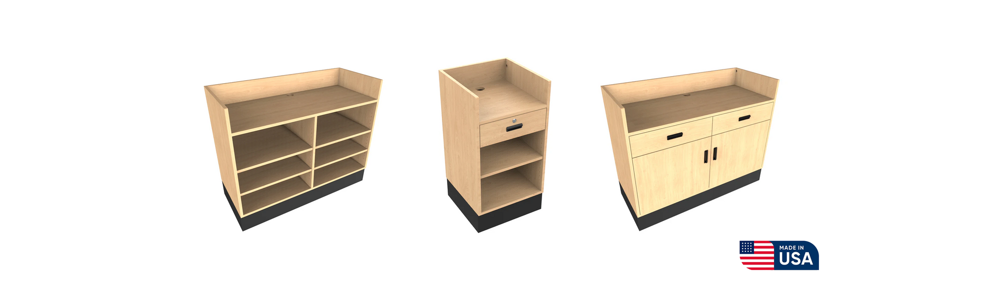 Display of Checkout Lane Counter, Open Sales Counter, and Retail Counter