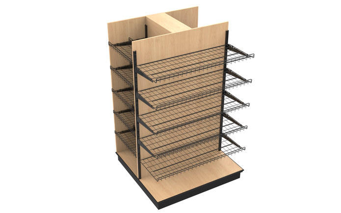 3 Sided End Cap w/Wire Shelves