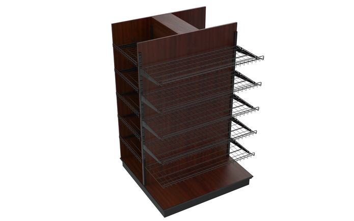 3 Sided End Cap w/Wire Shelves