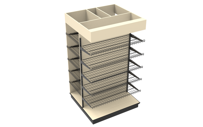 3 Sided End Cap w/Wire Shelves & Canopy