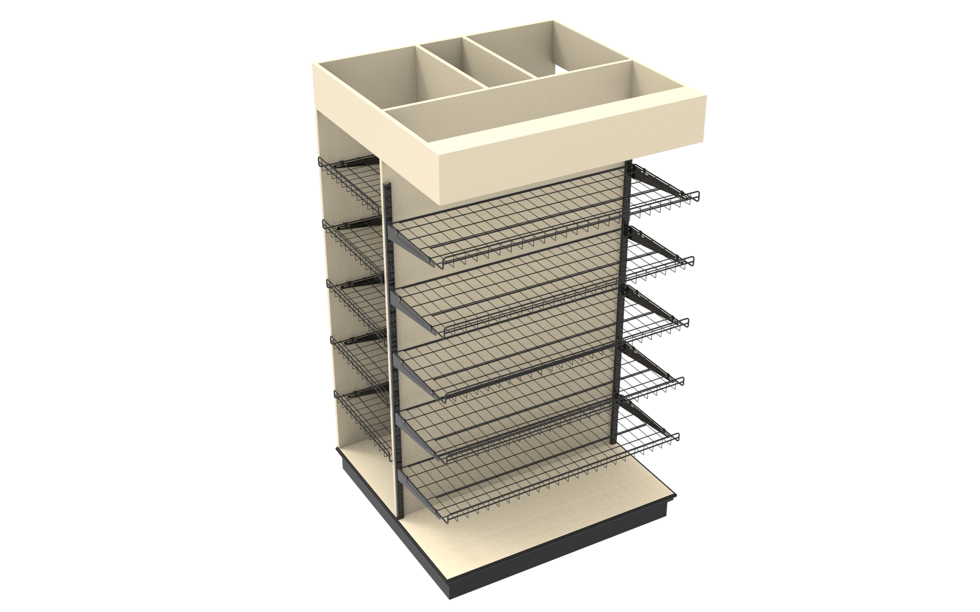 3 Sided End Cap w/Wire Shelves & Canopy