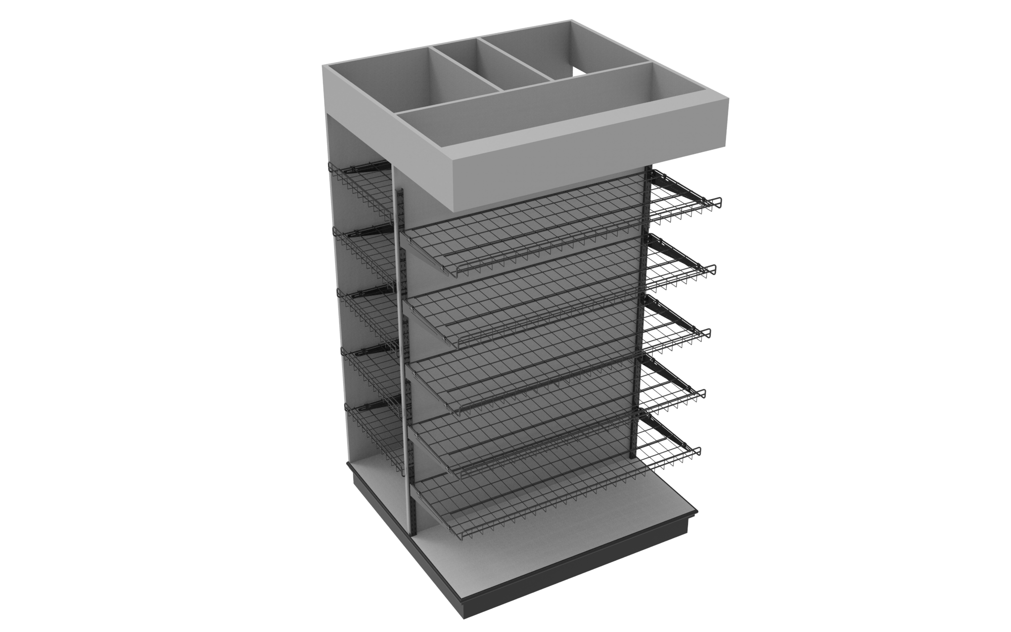 3 Sided End Cap w/Wire Shelves & Canopy
