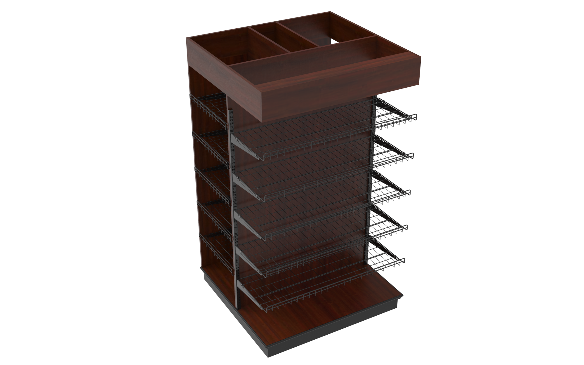 3 Sided End Cap w/Wire Shelves & Canopy