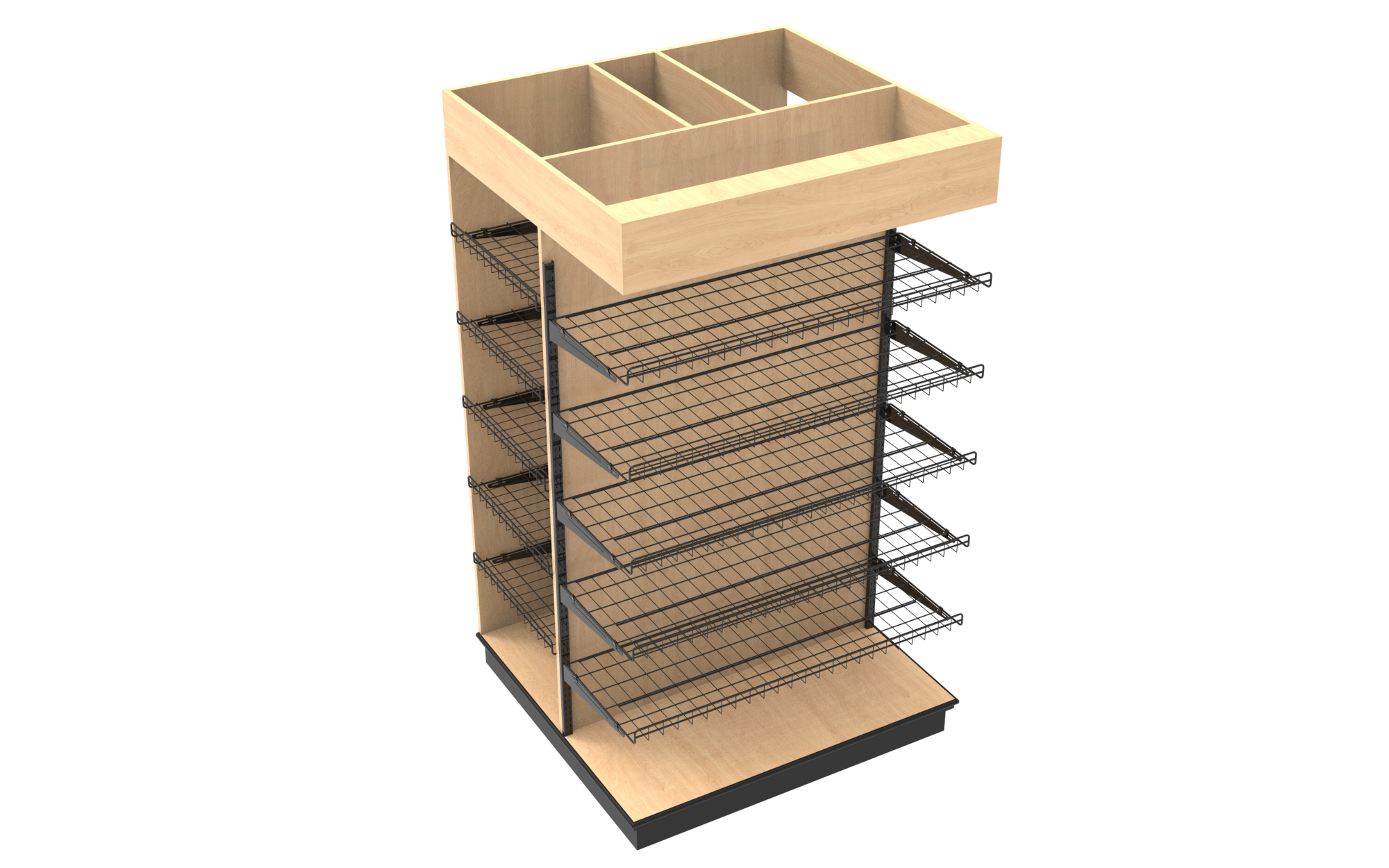 3 Sided End Cap w/Wire Shelves & Canopy