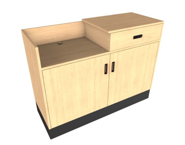 4’ Deluxe Sales Counter with Register Bay & Slatwall
