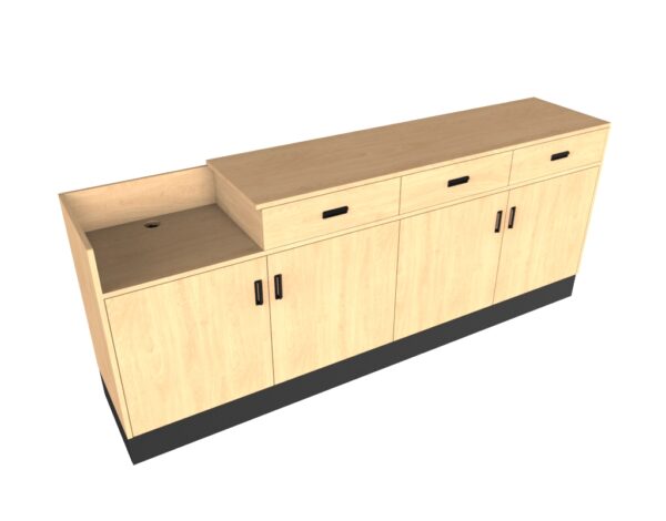 8’ Deluxe Sales Counter with Register Bay & Slatwall